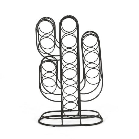 Modern Industrial Black Metal Cactus Tabletop Wine Rack - Omega Lifestyles