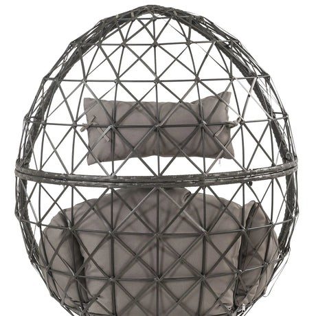 Light Gray Fabric Wicker Patio Lounge Chair With Cushion - Omega Lifestyles