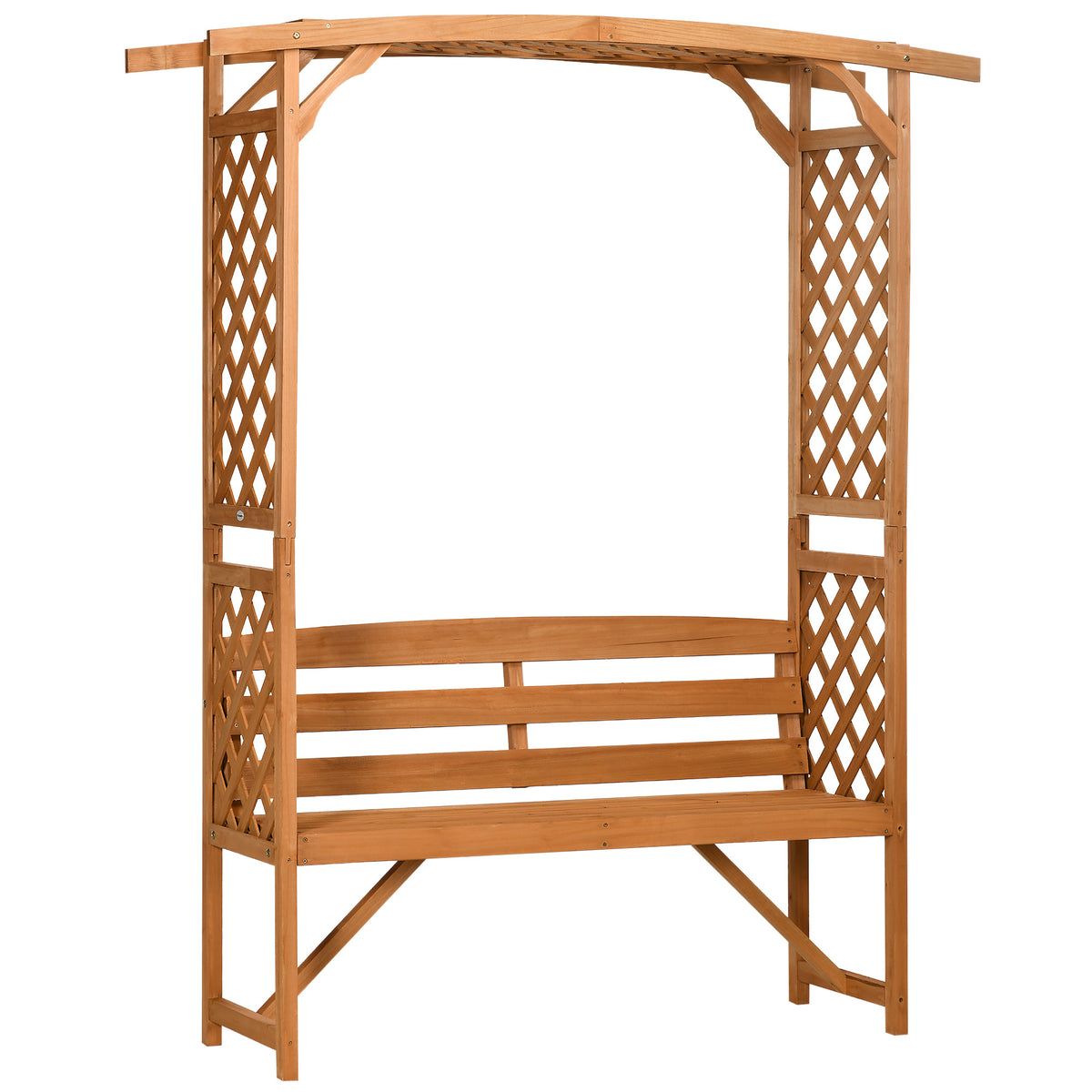 Outdoor Wooden Garden Arbor Bench With Pergola And Trellises