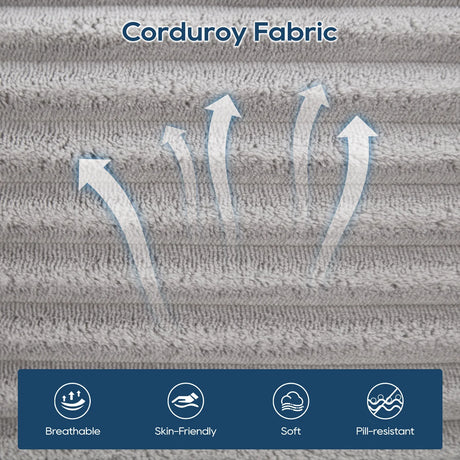 Modern L-Shaped Memory Foam Sectional Sofa With Corduroy - Omega Lifestyles