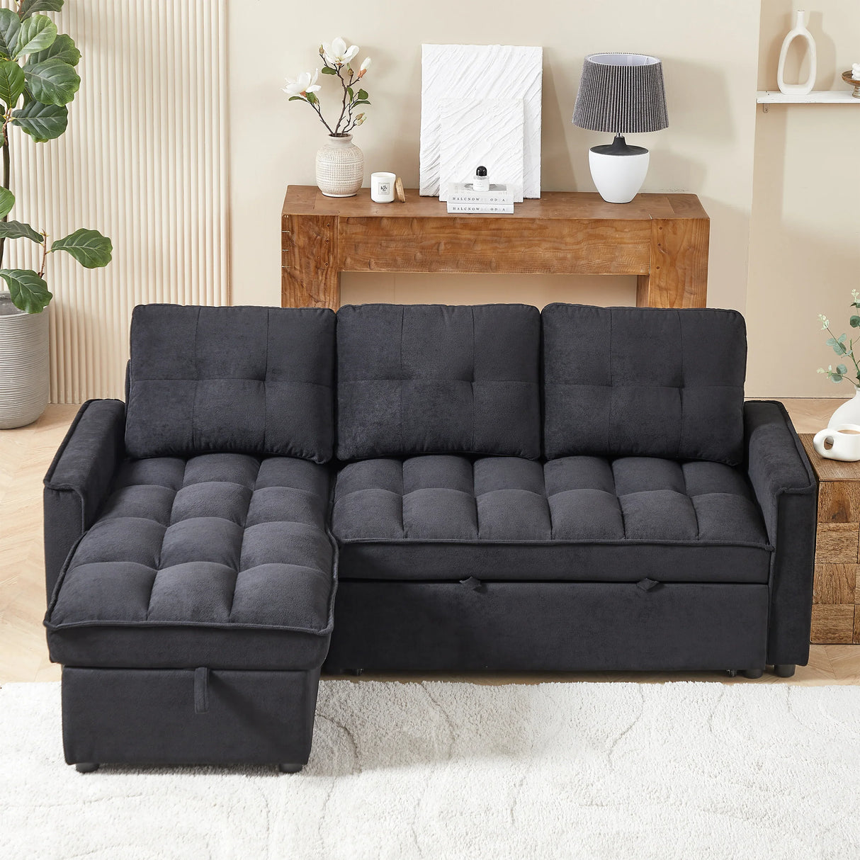 Chenille Reclining Sleeper Sofa Bed With Storage - Omega Lifestyles