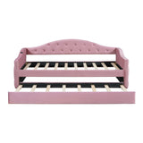 Twin Velvet Upholstered Daybed With Trundle USB Charging - Omega Lifestyles