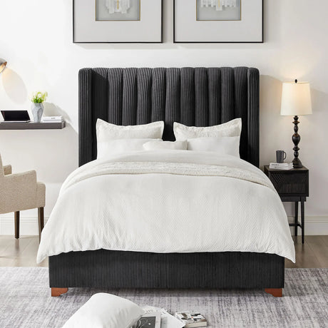 Twin Upholstered Corduroy Fabric Bed Frame - Omega Lifestyles