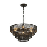 Rustic 4-Tier Black Hemp Rope Pendant Light Chandelier - Omega Lifestyles