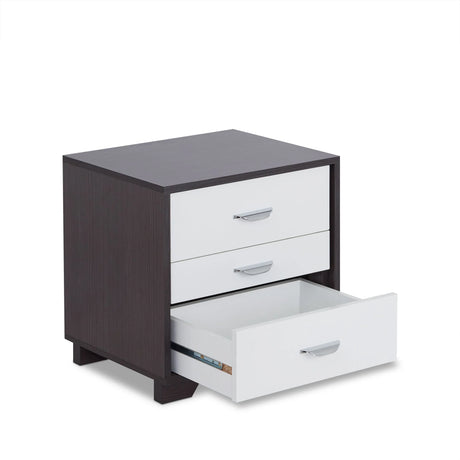 Contemporary White And Black MDF Accent Nightstand - Omega Lifestyles