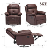 Small Space Brown Metal Swivel Rocker Recliner Chair - Omega Lifestyles