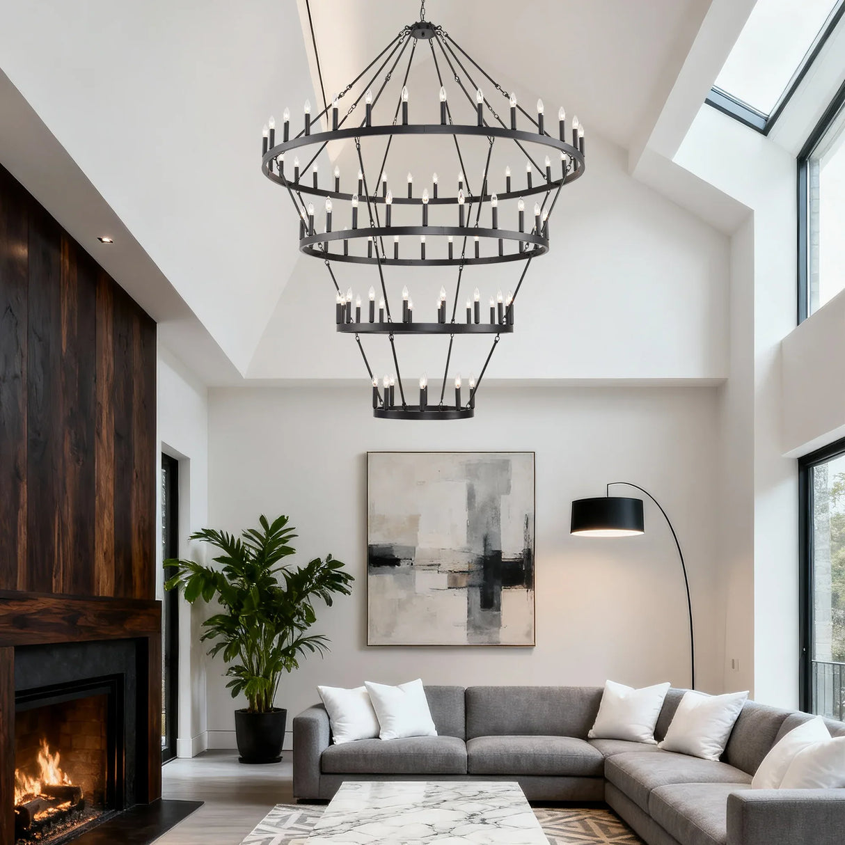 Farmhouse 70-Inch 60-Light Wagon Wheel Chandelier - Omega Lifestyles