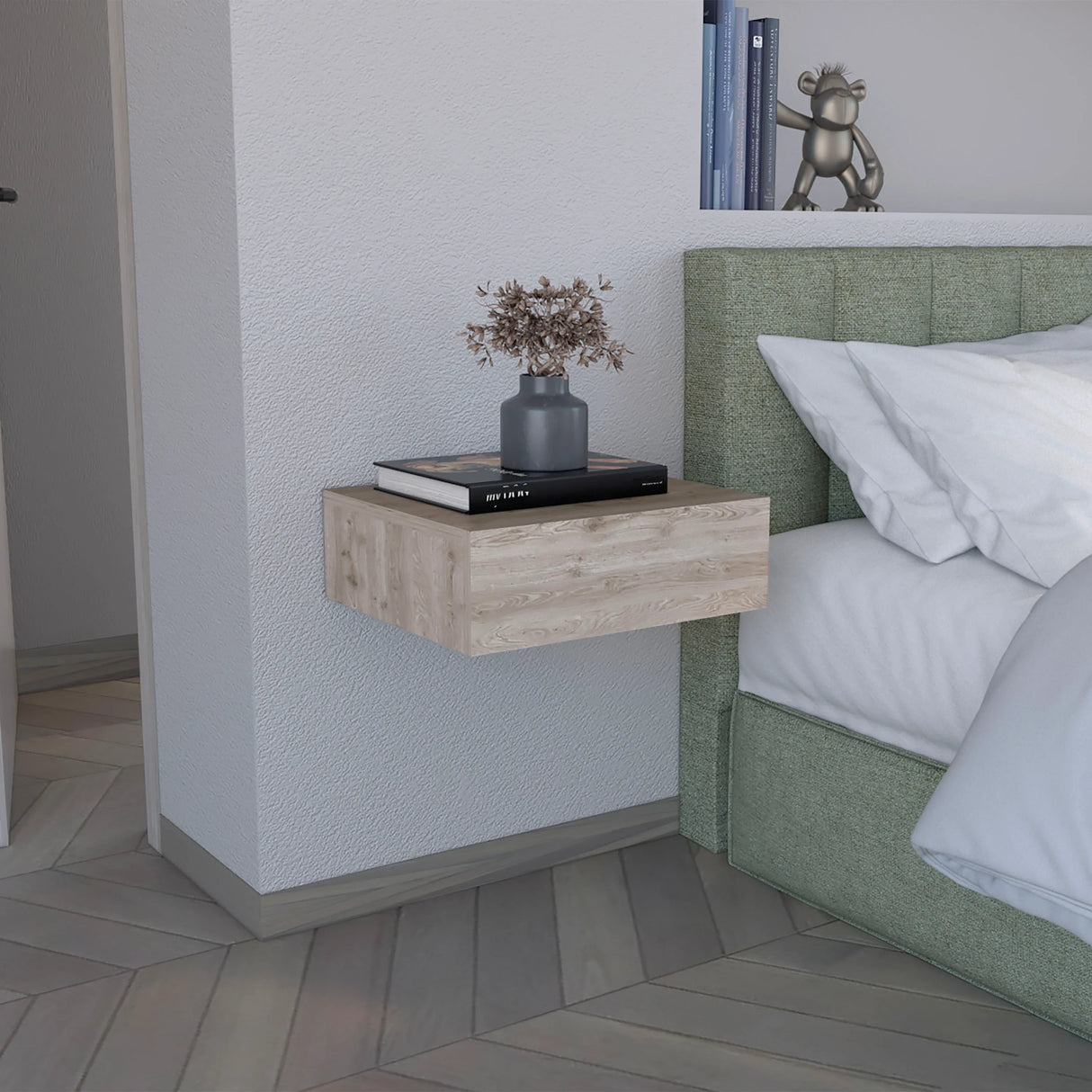 Modern Wall-Mounted Floating Nightstand With Drawer - Omega Lifestyles
