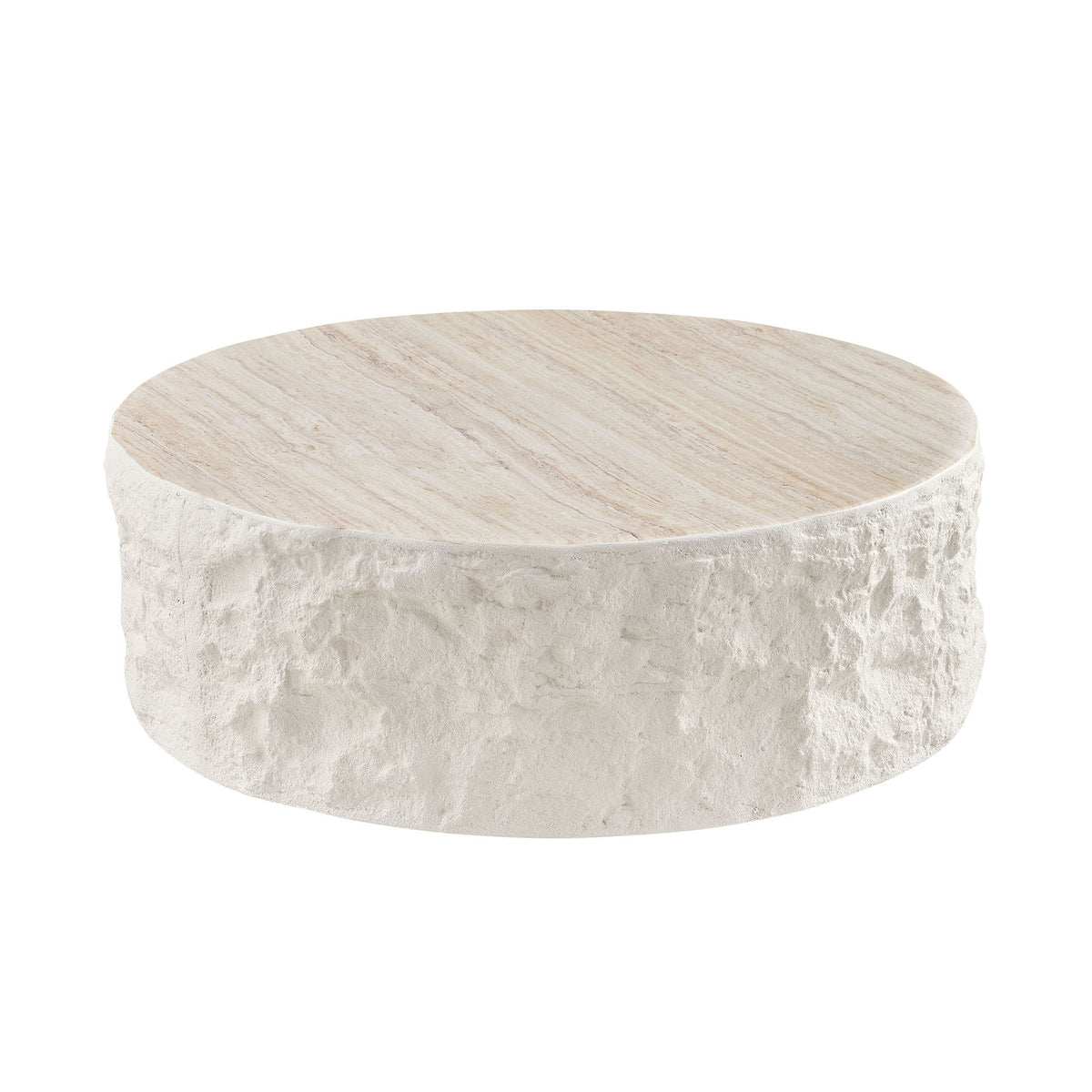 Fiberglass Round Imitation Stone Modern Coffee Table