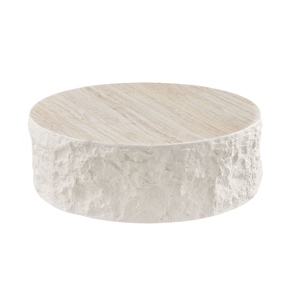 Fiberglass Round Imitation Stone Modern Coffee Table