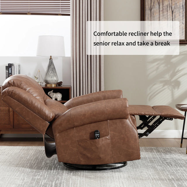 Heated Medium-Firm Massage Recliner Chair With Swivel - Omega Lifestyles