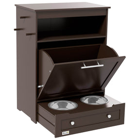 Pet Feeder Station With Storage Cabinet And Raised Bowls - Omega Lifestyles