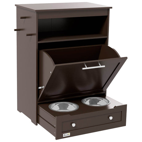 Pet Feeder Station With Storage Cabinet And Raised Bowls - Sleep Galleria