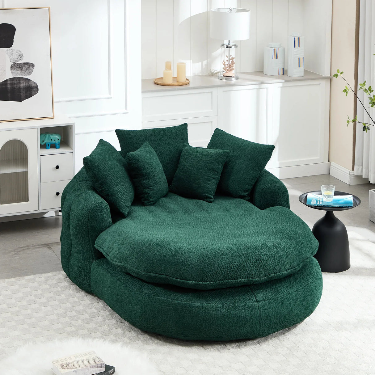 Oversized Chenille Memory Foam Bean Bag Sofa With Pillows - Omega Lifestyles