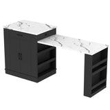 Extendable Black Kitchen Island With Storage Cabinet - Omega Lifestyles