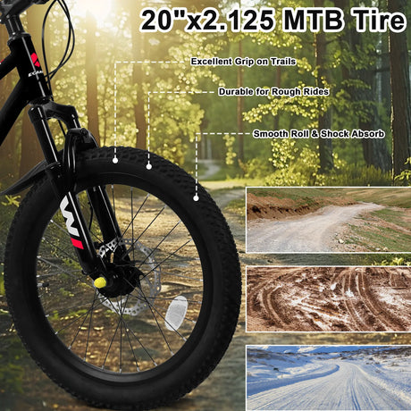 20-Inch 7-Speed Front Suspension Kids Mountain Bike - Omega Lifestyles