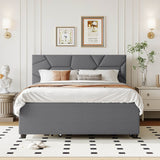 Full Upholstered Platform Bed With Trundle And Drawers - Omega Lifestyles
