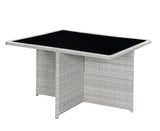 9-Piece Blue Fabric Wicker Outdoor Bistro Dining Set - Omega Lifestyles