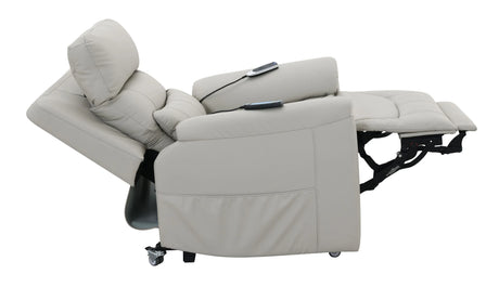Light Gray Faux Leather Power Lift Heating Massage Chair - Omega Lifestyles