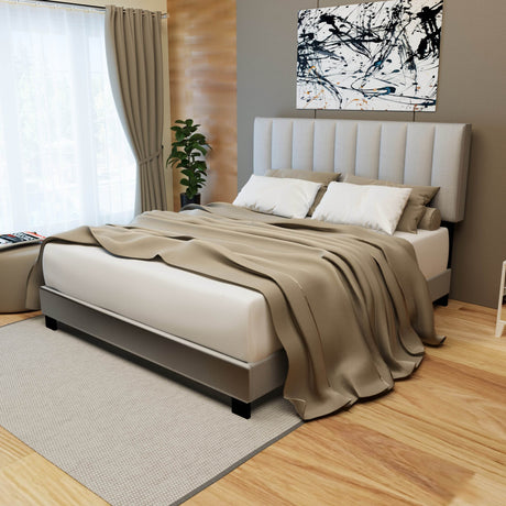 Adjustable Queen Upholstered Bed Frame With Linen Upholstery - Omega Lifestyles