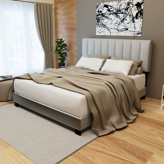 Adjustable Queen Upholstered Bed Frame With Linen Upholstery - Omega Lifestyles