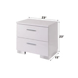 White Modern Chrome Leg Synthetic Wood Nightstand - Omega Lifestyles