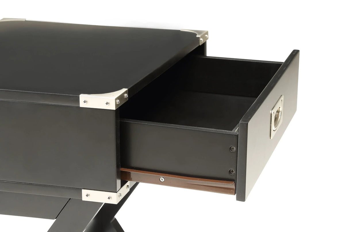 Black Finish Synthetic Wood Accent Table With Drawer - Omega Lifestyles