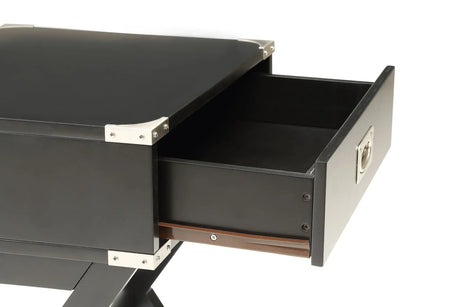 Black Finish Synthetic Wood Accent Table With Drawer - Omega Lifestyles