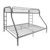 Twin Full Silver Metal Tube Bunk Bed With Guardrails - Omega Lifestyles