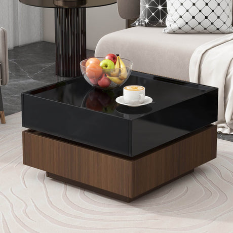360 Degree Rotating Square Coffee Table With Drawers - Omega Lifestyles
