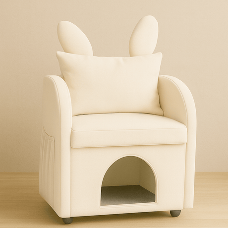 Beige Bunny-Ear Pet Furniture Chair With Hideaway - Omega Lifestyles
