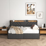 Twin Metal Bed Frame With Upholstered Headboard Charging - Omega Lifestyles