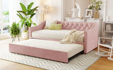 Twin Upholstered Velvet Daybed With Pop Up Trundle - Omega Lifestyles