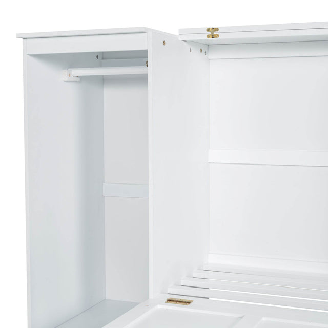 Twin Wood Murphy Bed With Wardrobe And Shelves - Omega Lifestyles