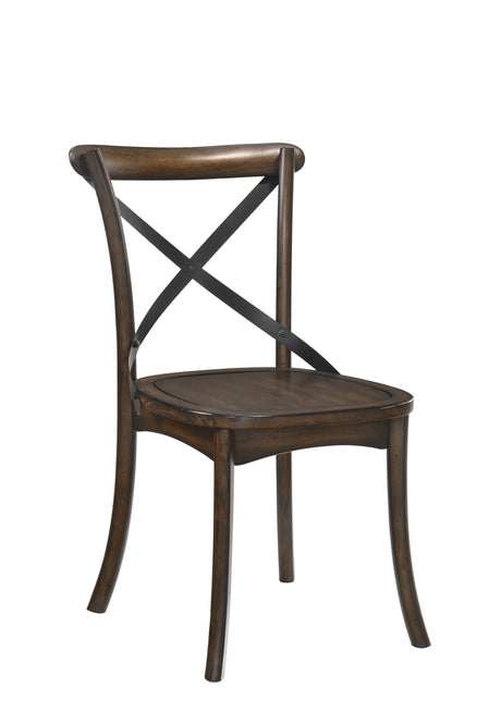 Set Of 2 Dark Oak Industrial Metal Frame Side Chairs - Omega Lifestyles