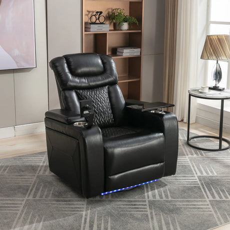 Power Reclining PU Leather Home Theater Recliner Chair - Omega Lifestyles