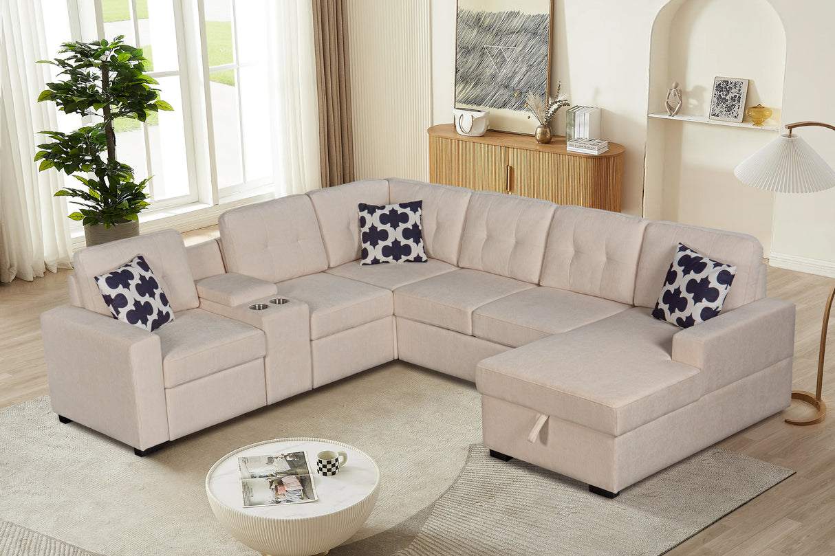 Modular L-Shaped Chenille Sectional Sofa With Storage