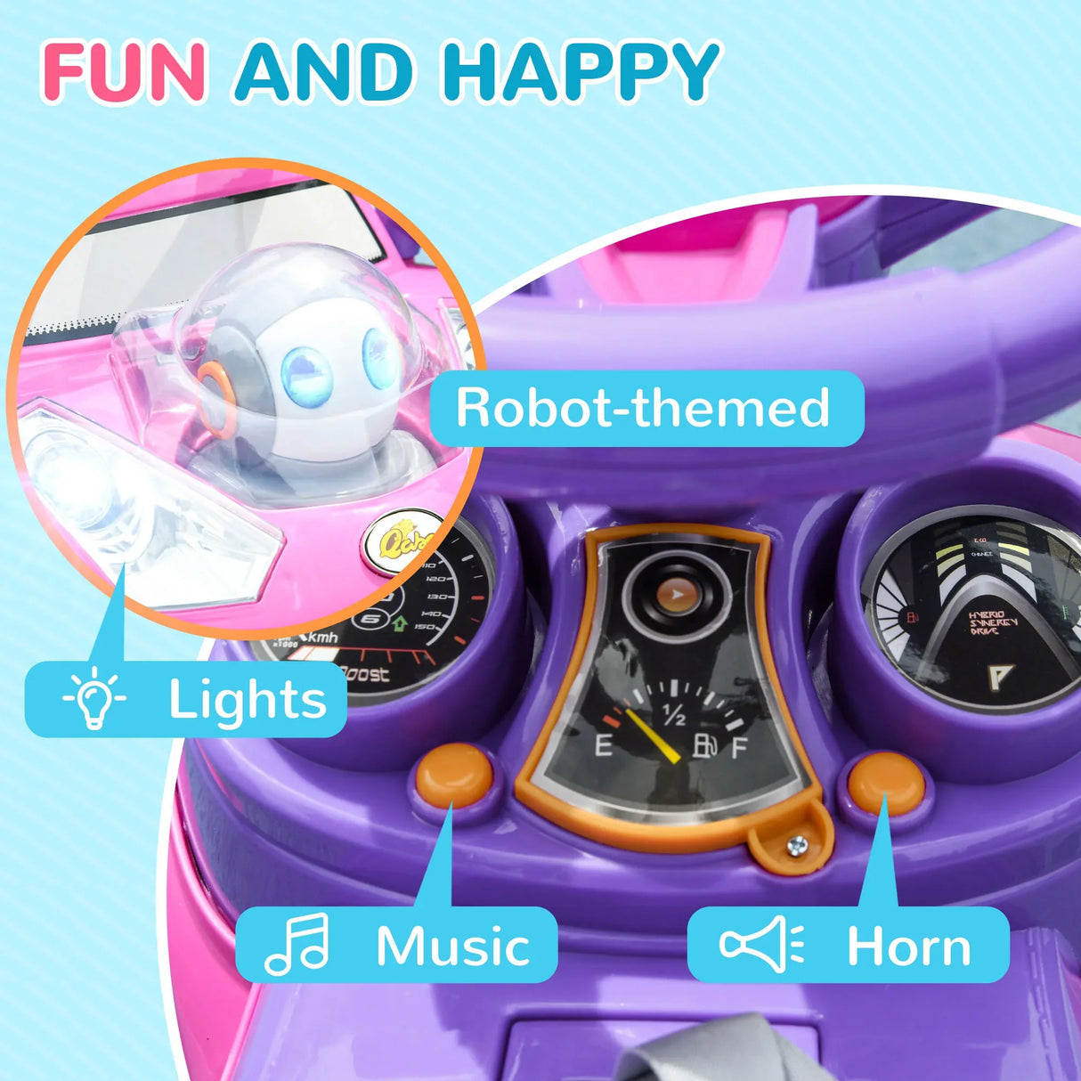 3-in-1 Toddler Push Car With Canopy Music Horn - Omega Lifestyles