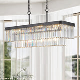 Adjustable Rectangular Iron Crystal Chandelier Lighting Fixture - Omega Lifestyles