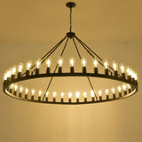 Matte Black Wagon Wheel 30-Light Metal Chandelier - Omega Lifestyles