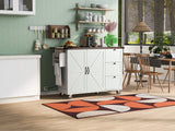 Farmhouse Kitchen Island Cart With Power Outlet - Omega Lifestyles