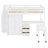 Full Full Size Loft Bed With Stairs Desk And Storage - Omega Lifestyles