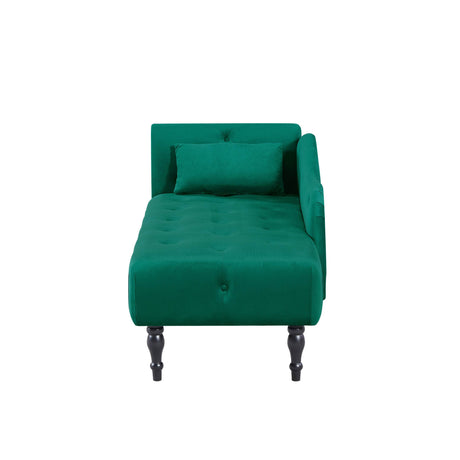 Velvet Tufted Chaise Lounge Chair With Pillow - Omega Lifestyles
