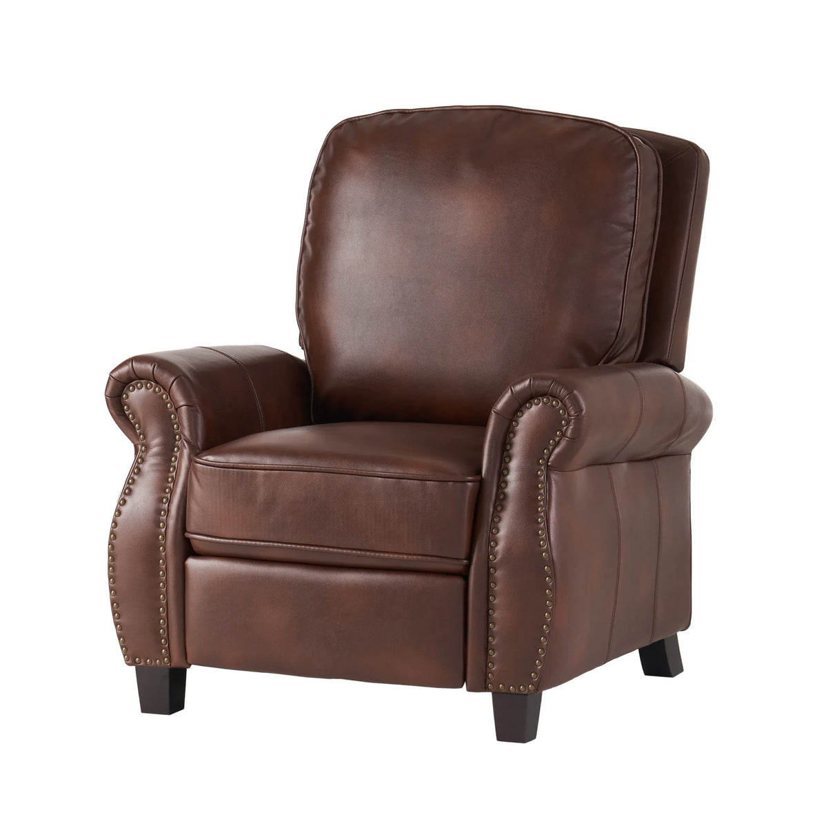 Contemporary Brown PU Pushback Recliner With Rubberwood Legs - Omega Lifestyles