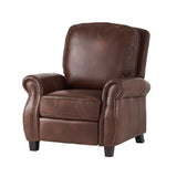 Contemporary Brown PU Pushback Recliner With Rubberwood Legs - Omega Lifestyles