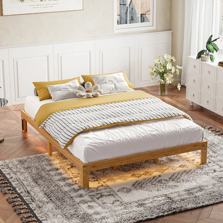 Queen 12-Inch Solid Wood Pine Platform Bed Frame - Omega Lifestyles