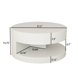 31.5-Inch Round White MDF Coffee Table With Storage - Sleep Galleria