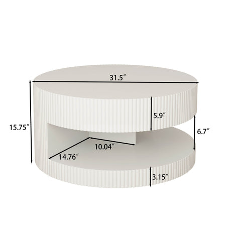 31.5-Inch Round White MDF Coffee Table With Storage - Sleep Galleria