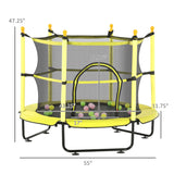 Kids 55-Inch Toddler Trampoline With Safety Enclosure Ball Pit - Omega Lifestyles