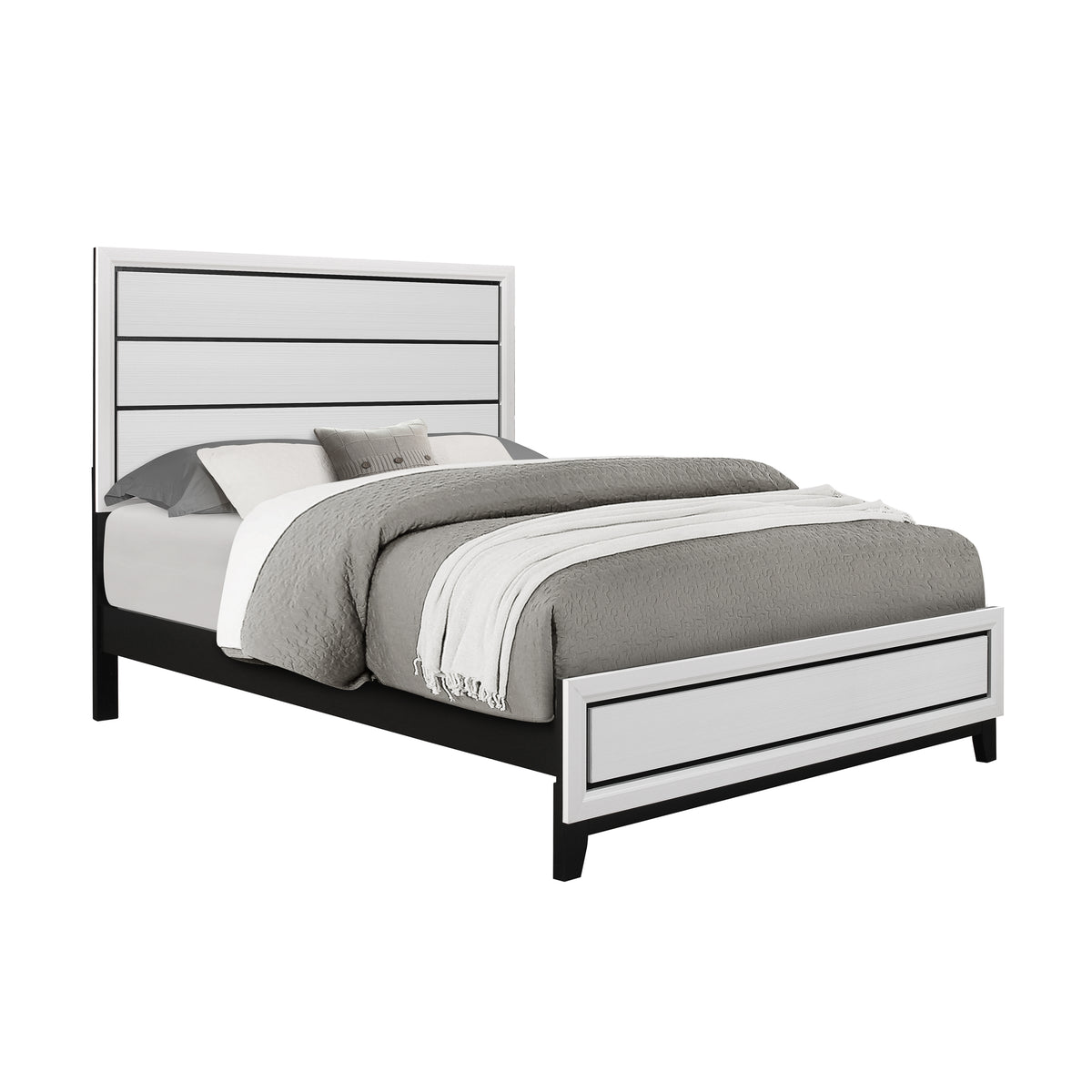 Full White Rubber Wood Panel Style Bedroom Set